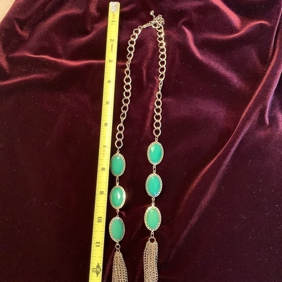 Gold Chain and Green Stone Statement Necklace - Picture 6 of 7